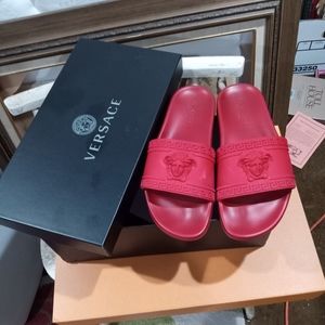 Versace Red Medusa Head Slides